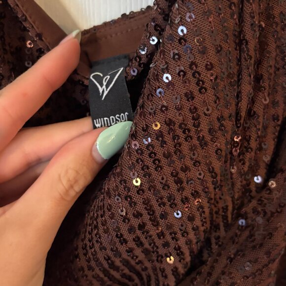 Brown Corset Sequin Mini Dress - ORIGINALLY $80 - AT LOWEST SUGGESTED LISTING - Picture 3 of 7